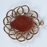 Gorgeous Glittering Gold Plated Goldstone Pendant