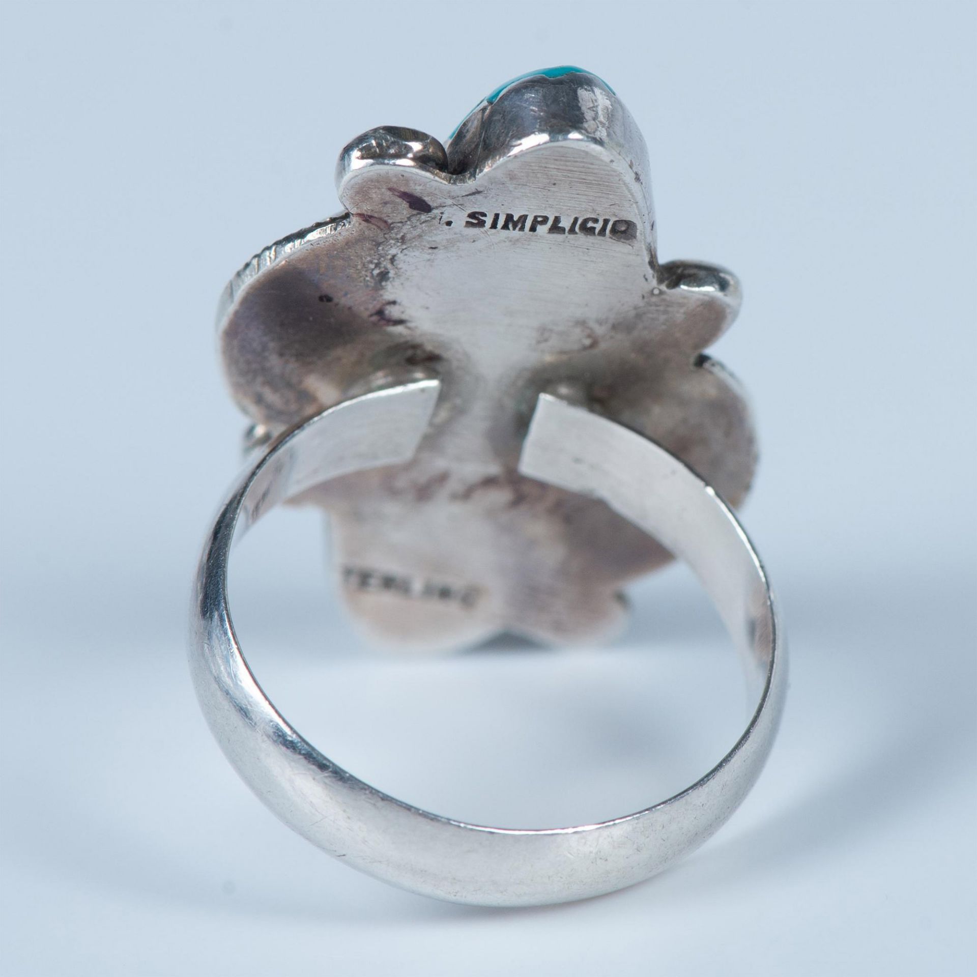Simplicio Zuni Handmade Sterling, Turquoise & Coral Ring - Bild 3 aus 6
