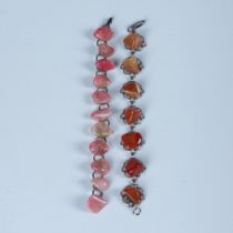 2pc Cute Rose Quartz and Carnelian Bracelets