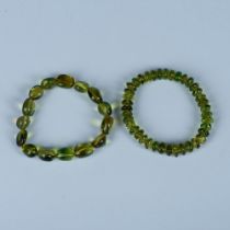 2pc Beautiful Natural Green Amber Bead Bracelets