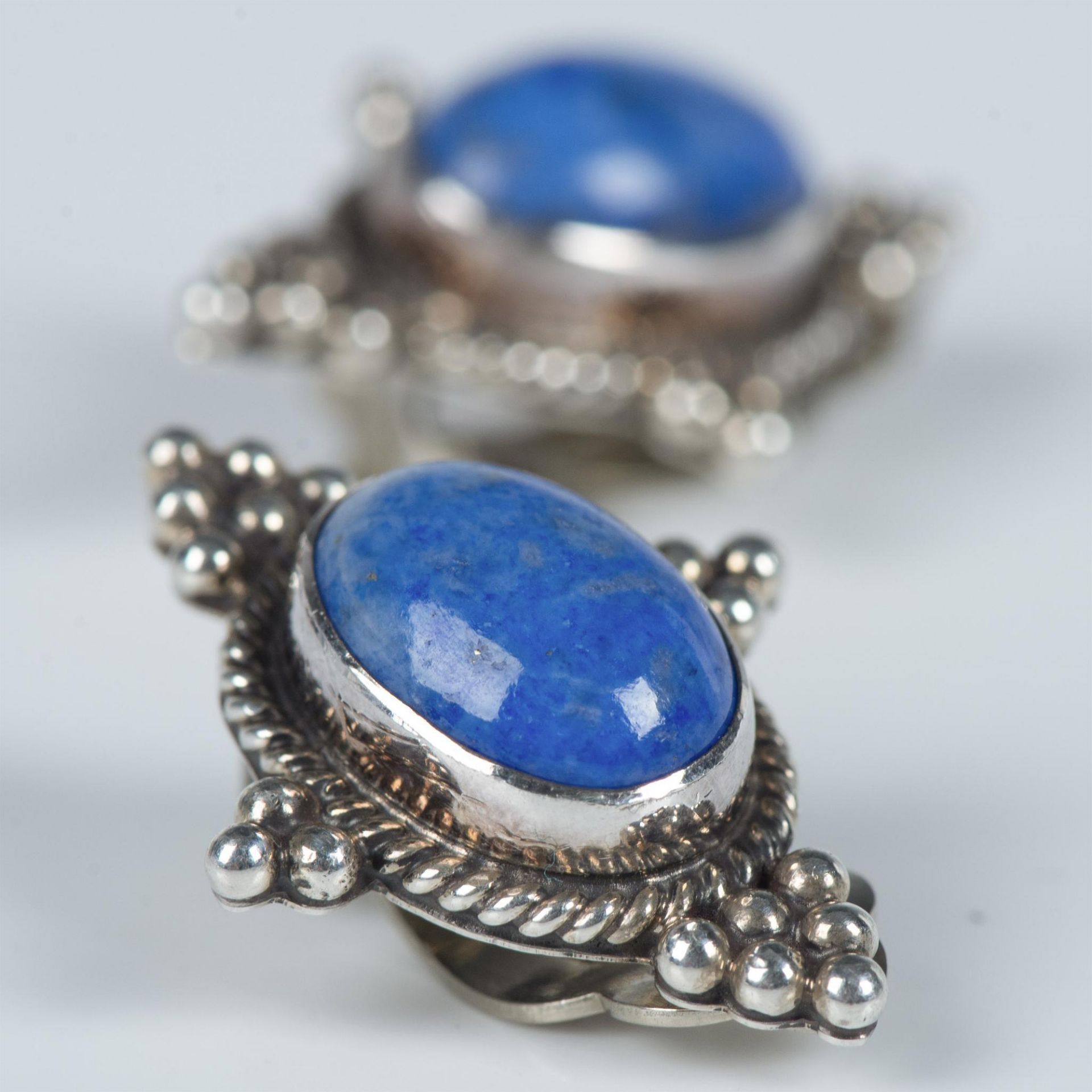 Nakai Navajo Sterling Silver & Lapis Lazuli Clip-On Earrings - Image 5 of 5