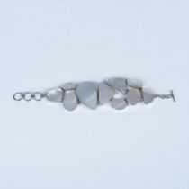 Bold Geometric Sterling Silver & Mother of Pearl Bracelet