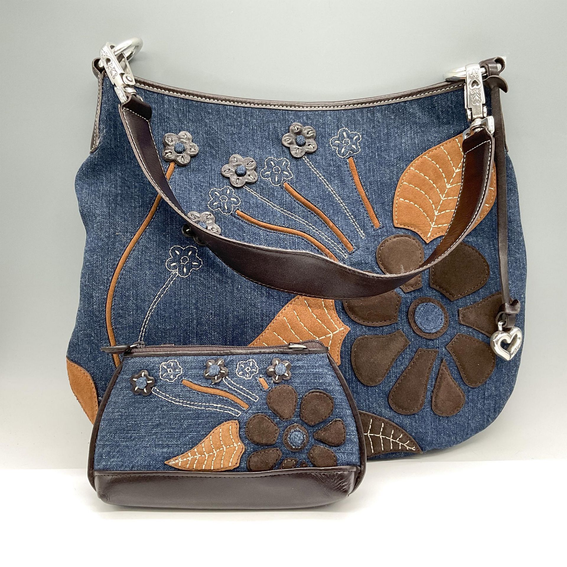 2pc Brighton Denim Shoulder Bag + Wallet