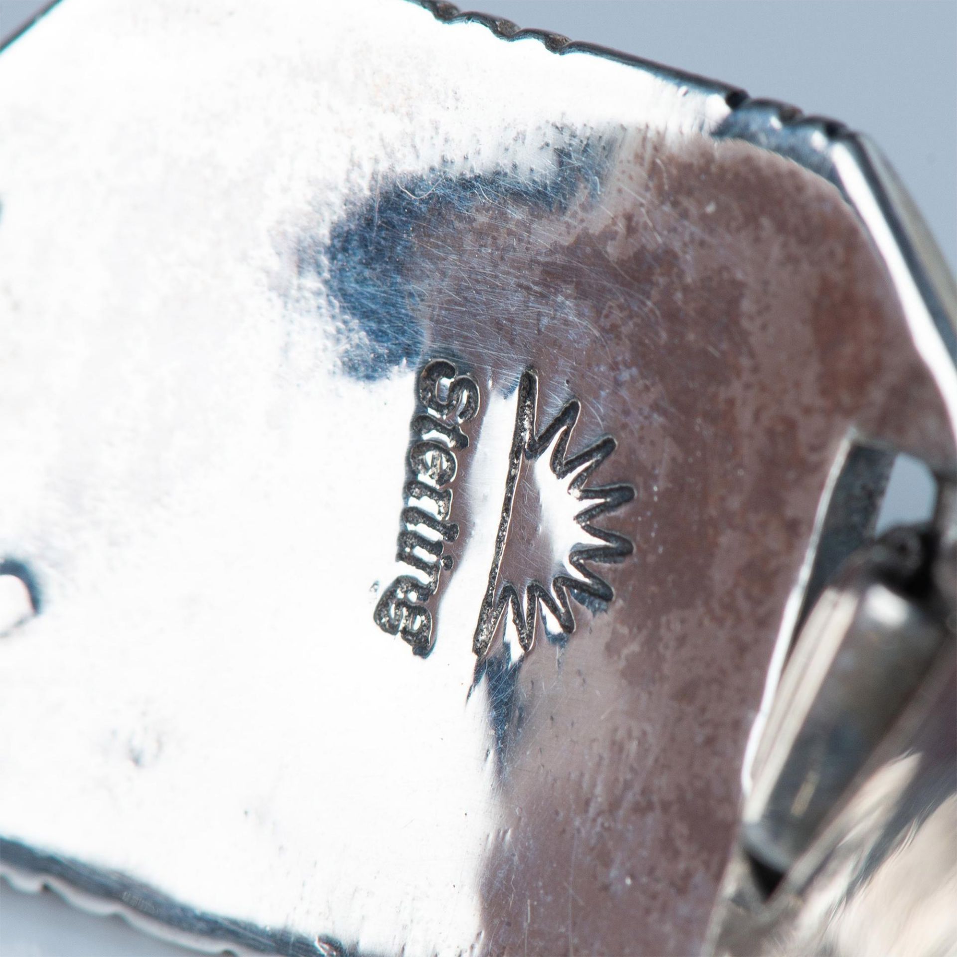 Zuni Contemporary Sterling Silver & Coral Inlay Bracelet - Bild 2 aus 5