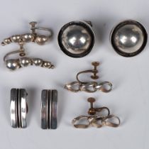 4 Pairs of Sterling Silver Clip/Screw Back Earrings