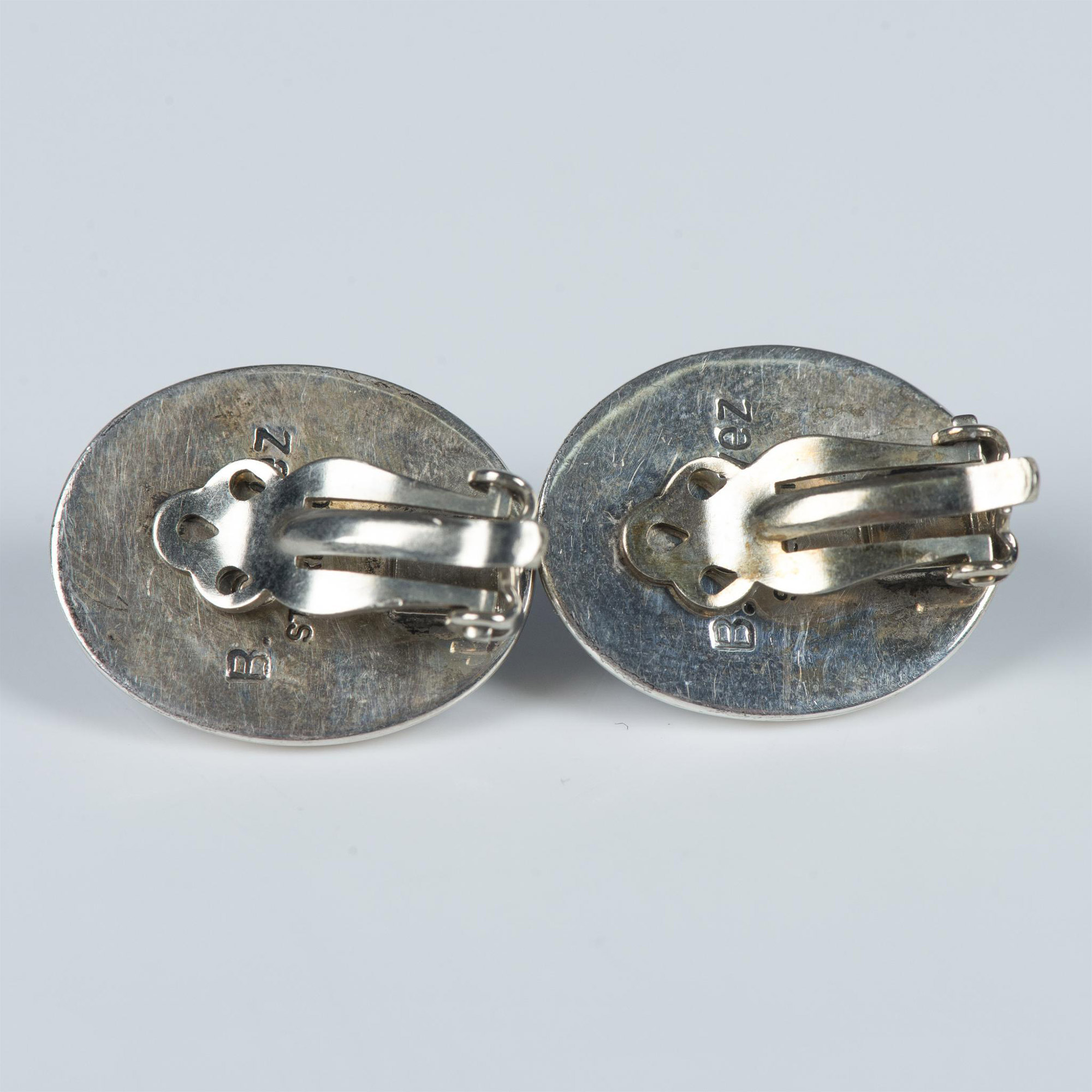 B. Chavez Navajo Sterling & Lapis Lazuli Clip-On Earrings - Image 3 of 3