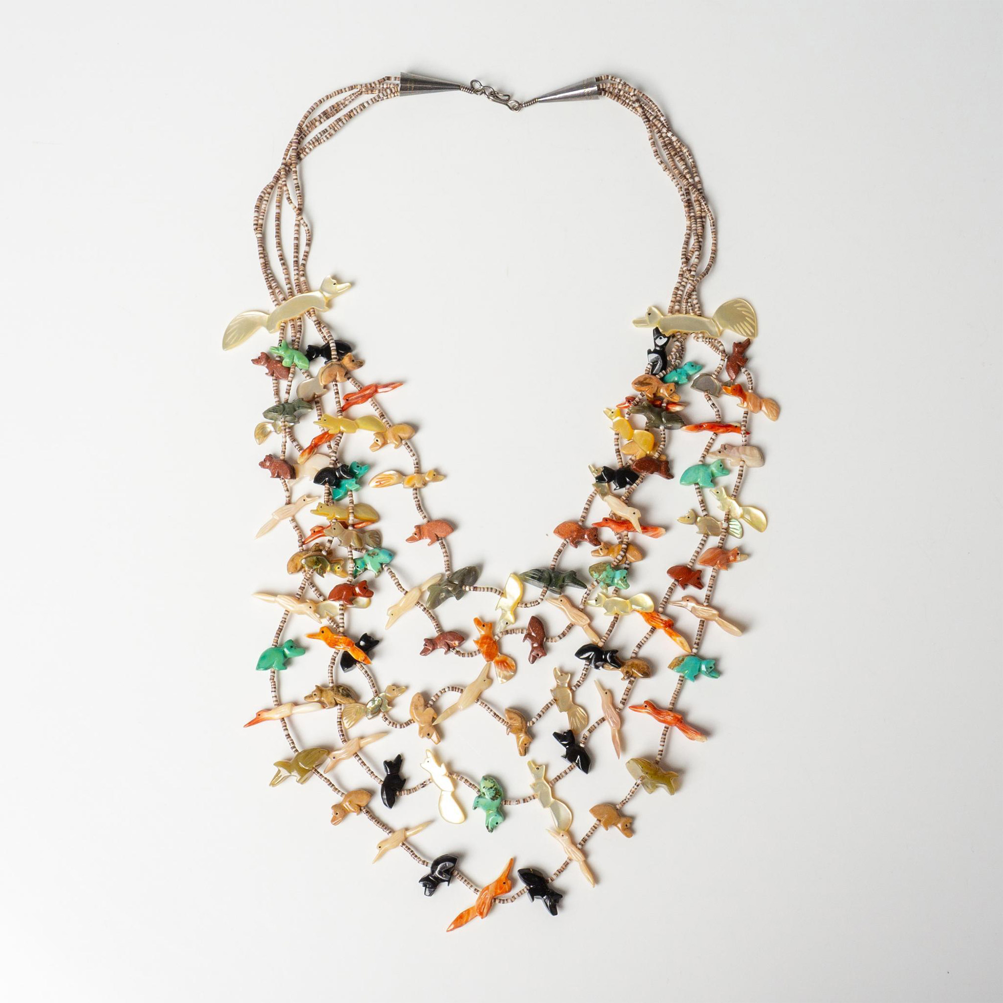 Native American Multi-Strand Colorful Animal Fetish Necklace - Image 2 of 7