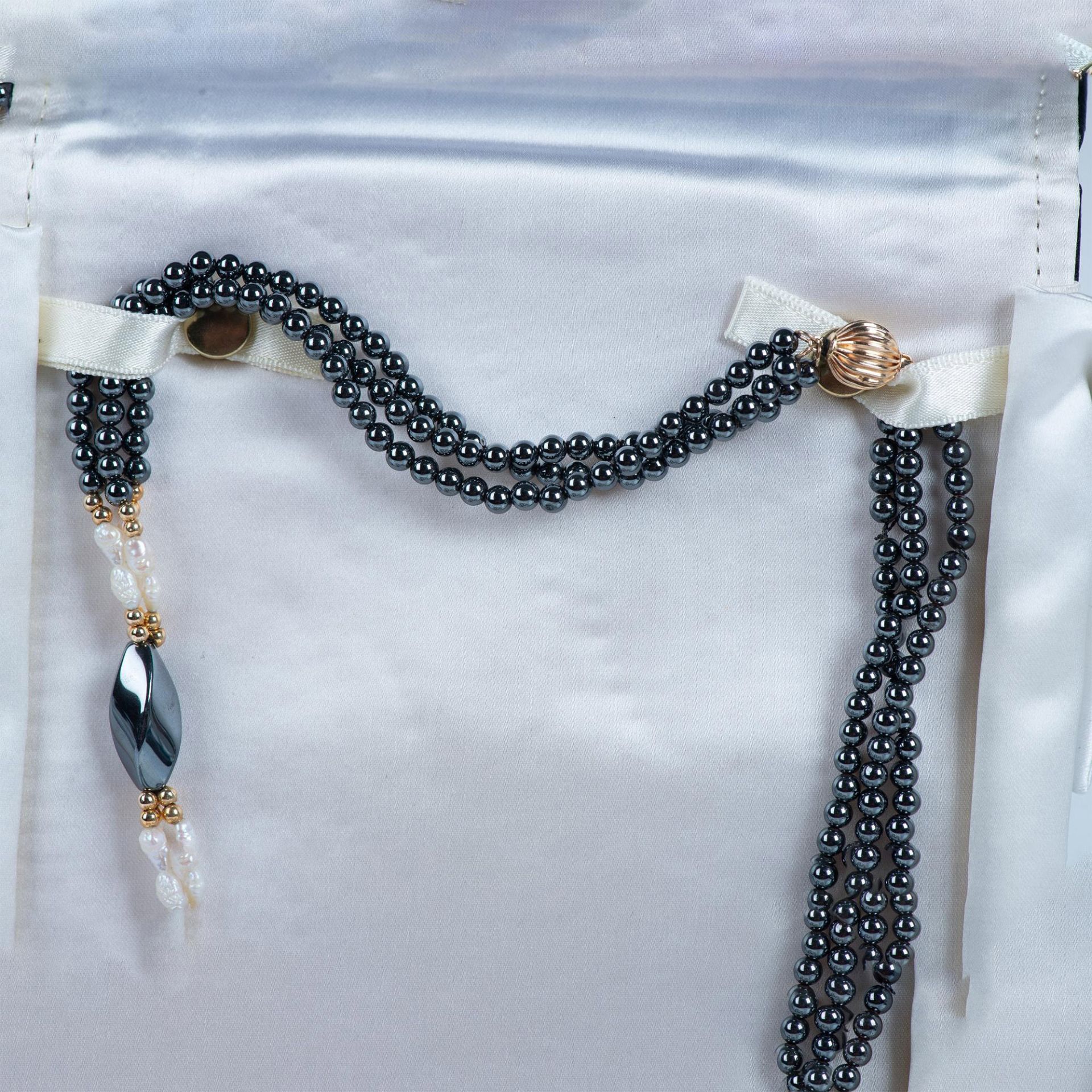 Black Onyx & Fresh Water Pearl Necklace - Bild 3 aus 7