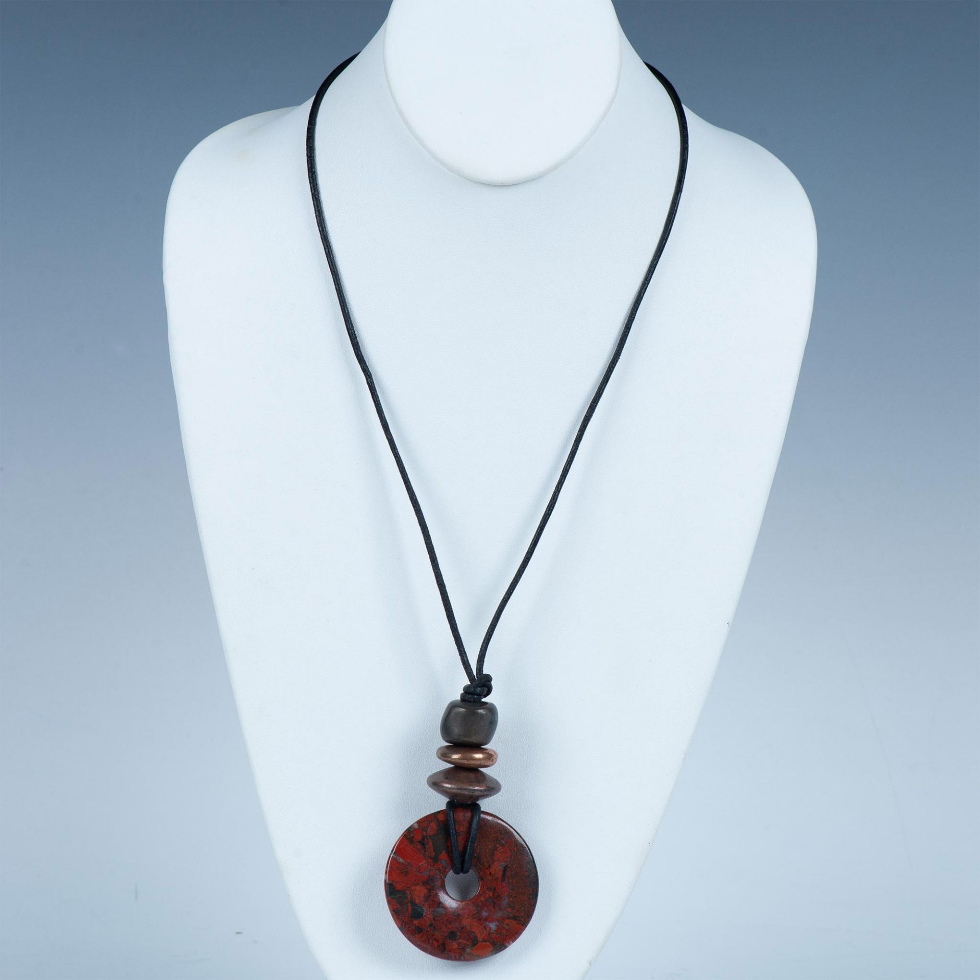 Striking Red Jasper Donut Pendant Necklace