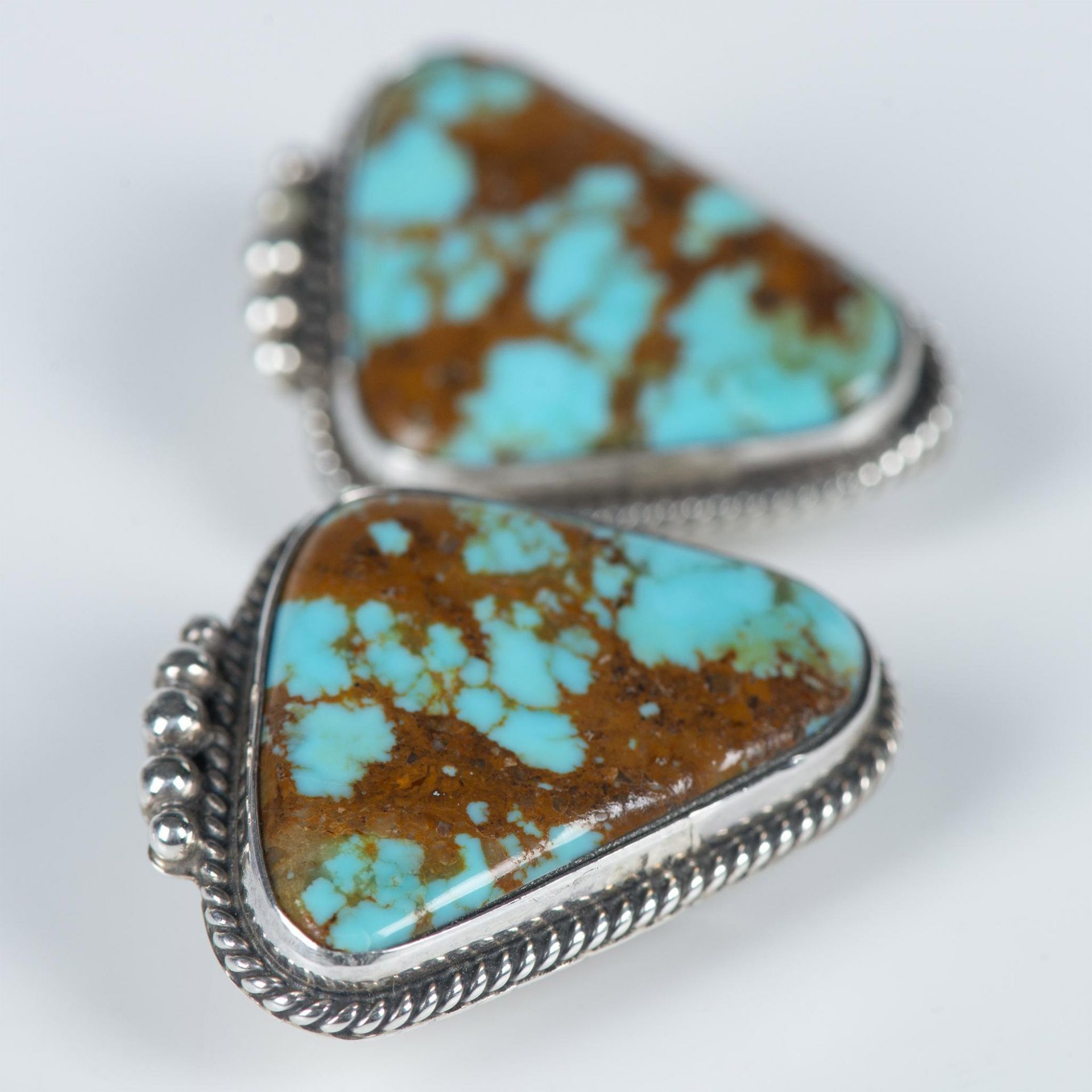 H. Piasso Navajo Sterling Silver & Turquoise Clip Earrings - Image 4 of 4