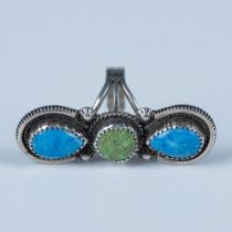 Native American Denim Lapis Lazuli & Green Turquoise Ring