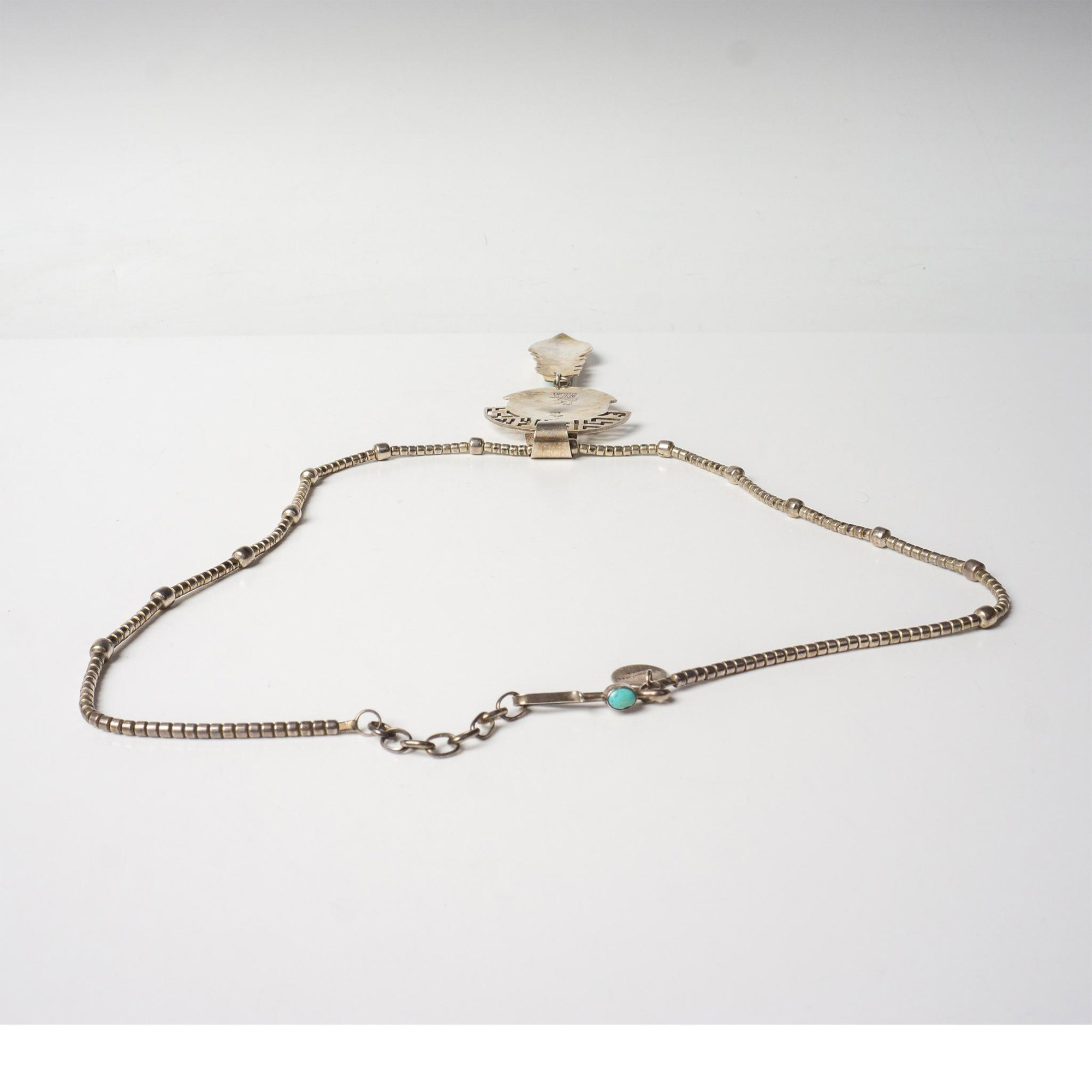 Frank Yellowhorse Navajo Sterling Multi-Stone Inlay Necklace - Image 6 of 7