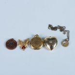 5pc Gold Tone Lockets and Charms