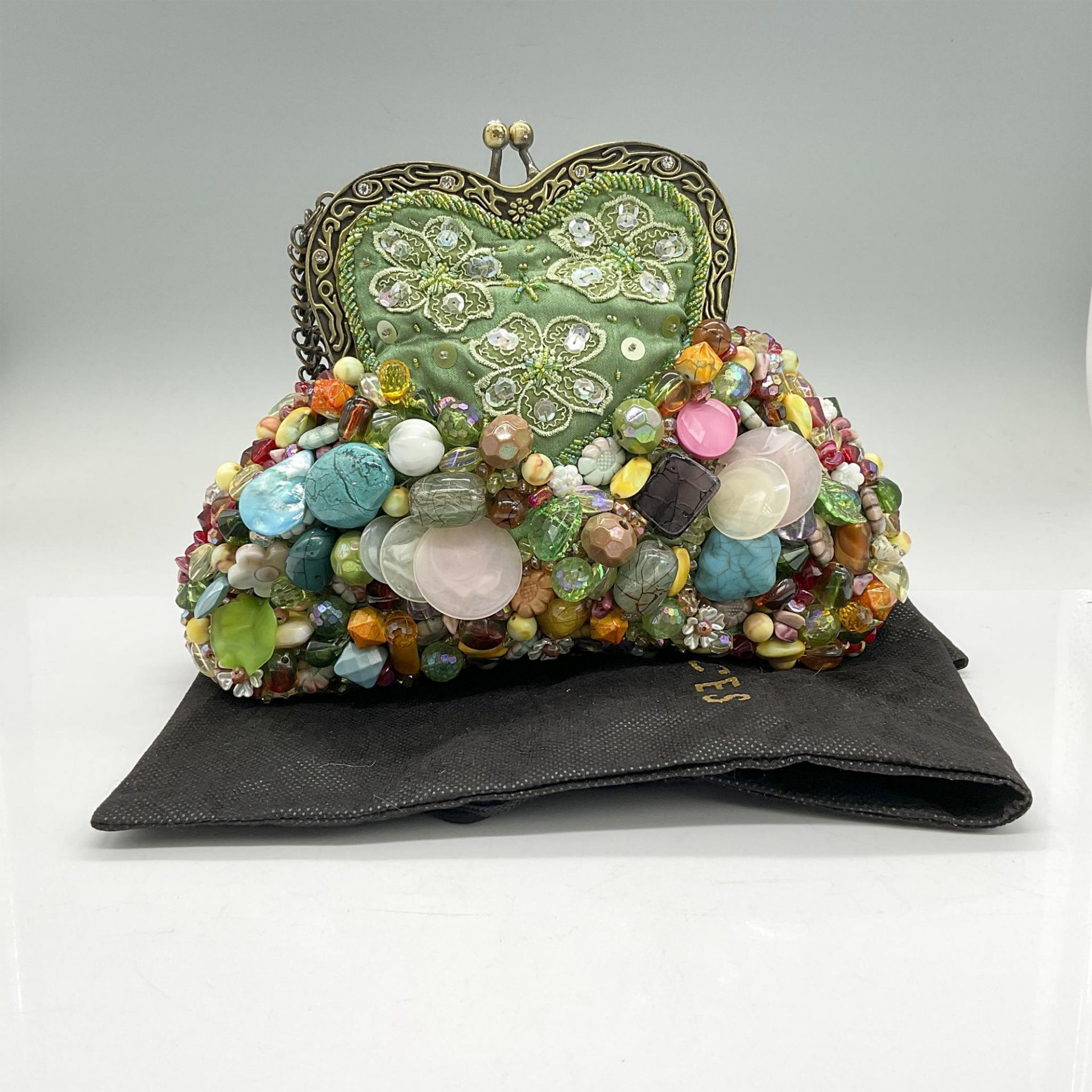 Mary Frances Seafoam Silk and Multicolor Bead Handbag - Bild 4 aus 5