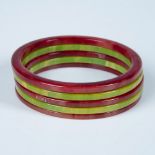 5pc Retro Marbled Red and Olive Green Bangle Bracelets