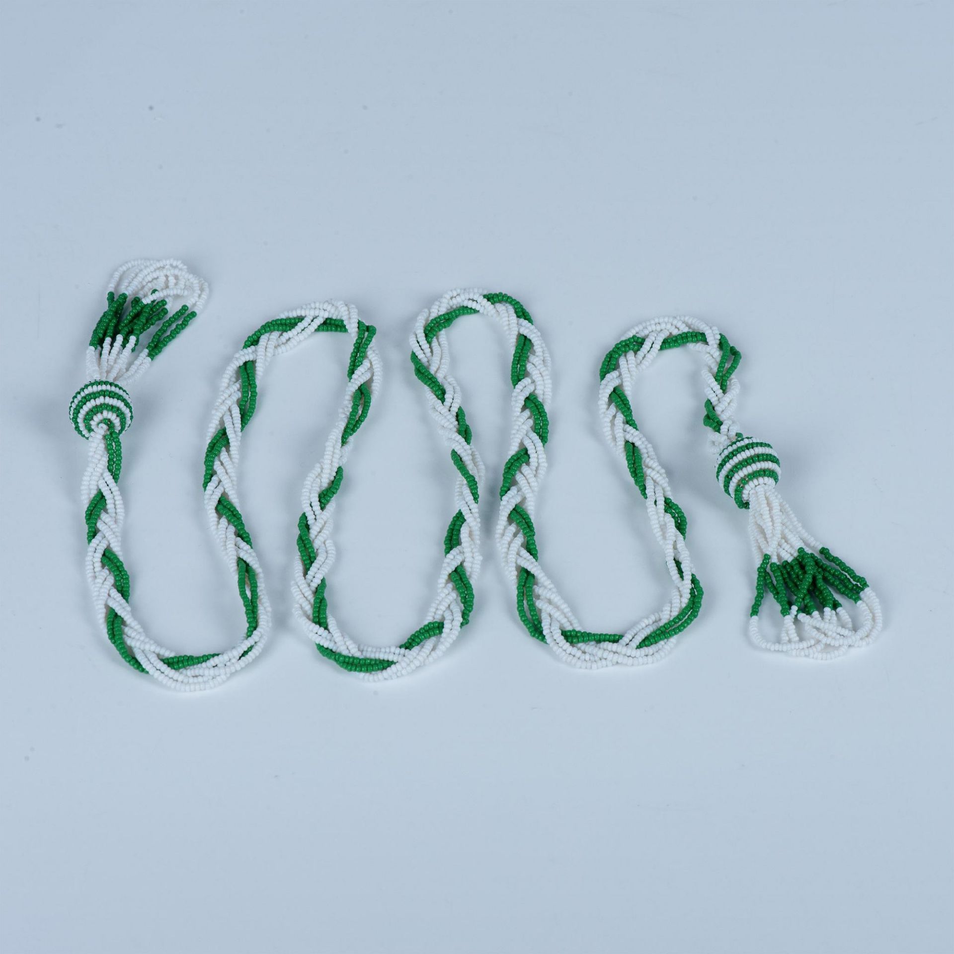 Retro Green & White Beaded Tassel Lariat Necklace - Bild 4 aus 5