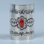 Arnold Blackgoat Sterling Silver and Coral Braid Keeper