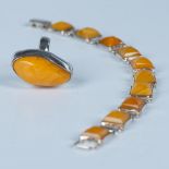 2pcs Pretty Sterling Silver and Baltic Amber Ring & Bracelet