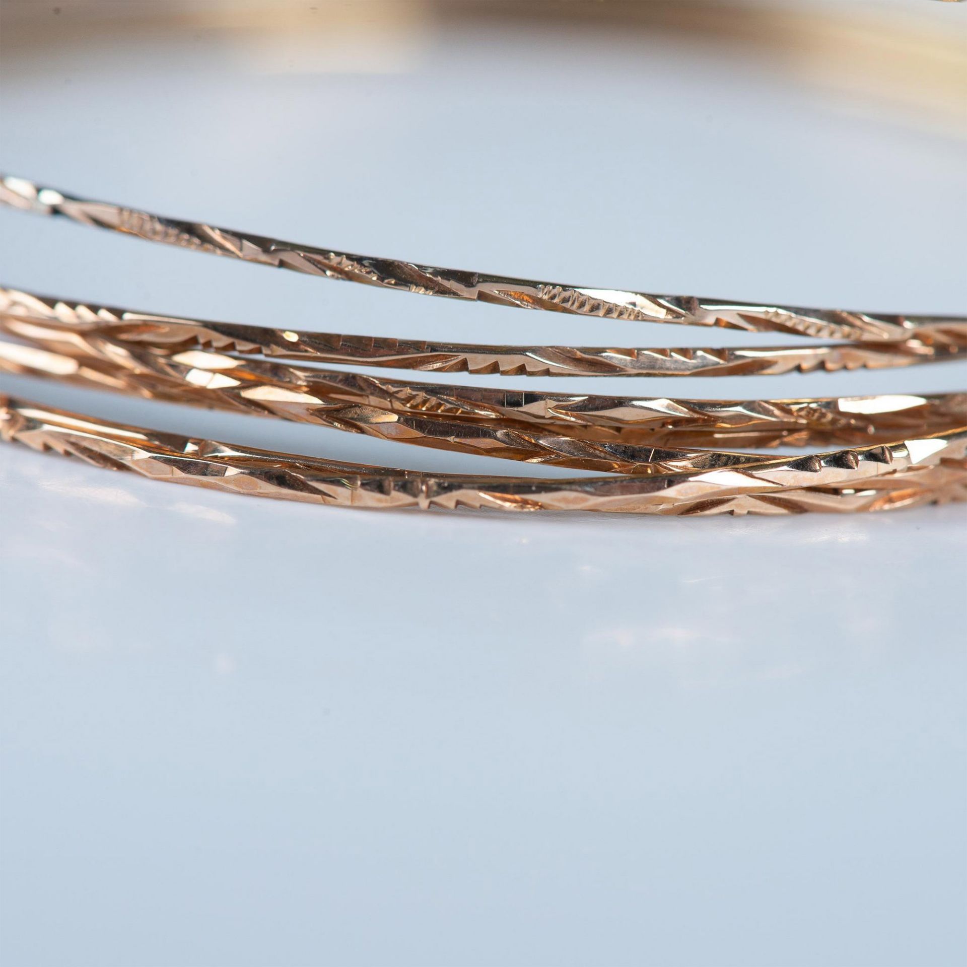7pc Set of Fine 14K Gold Bangle Bracelets - Image 2 of 5