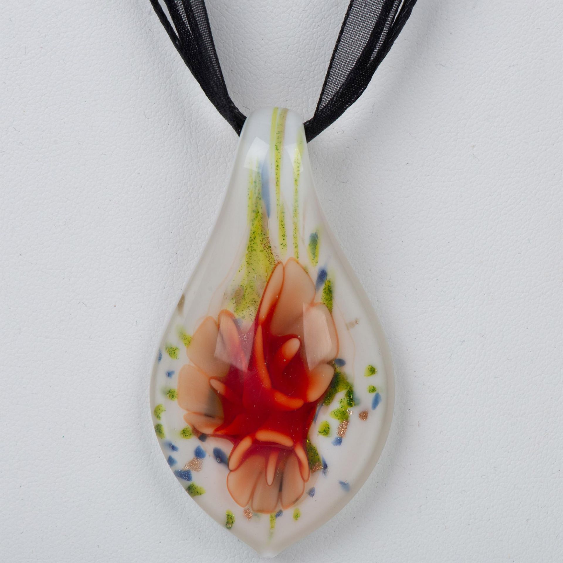 3pc Blown Glass Flower Pendant Necklaces - Bild 3 aus 8