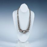 Native American Sterling Silver Graduated Bead Necklace