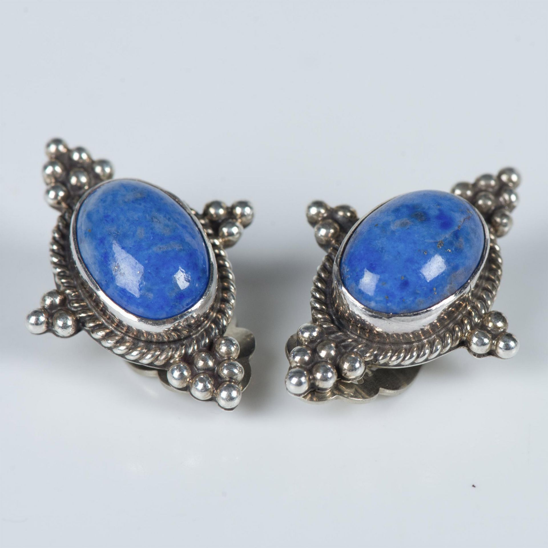 Nakai Navajo Sterling Silver & Lapis Lazuli Clip-On Earrings
