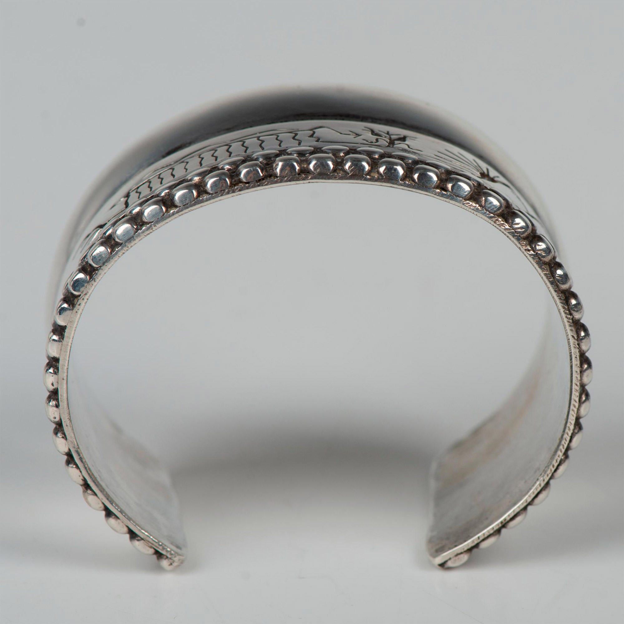Larry PachecoKewa Heavy Southwestern Etched Sterling Silver Cuff Bracelet - Image 7 of 7