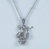Lovely Delicate Sterling Silver Rose Necklace