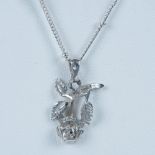 Lovely Delicate Sterling Silver Rose Necklace