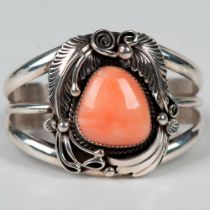 Robert Kelley Sterling Silver Angel Skin Coral Cuff Bracelet