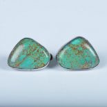 Pretty Native American Sterling & Turquoise Clip-On Earrings