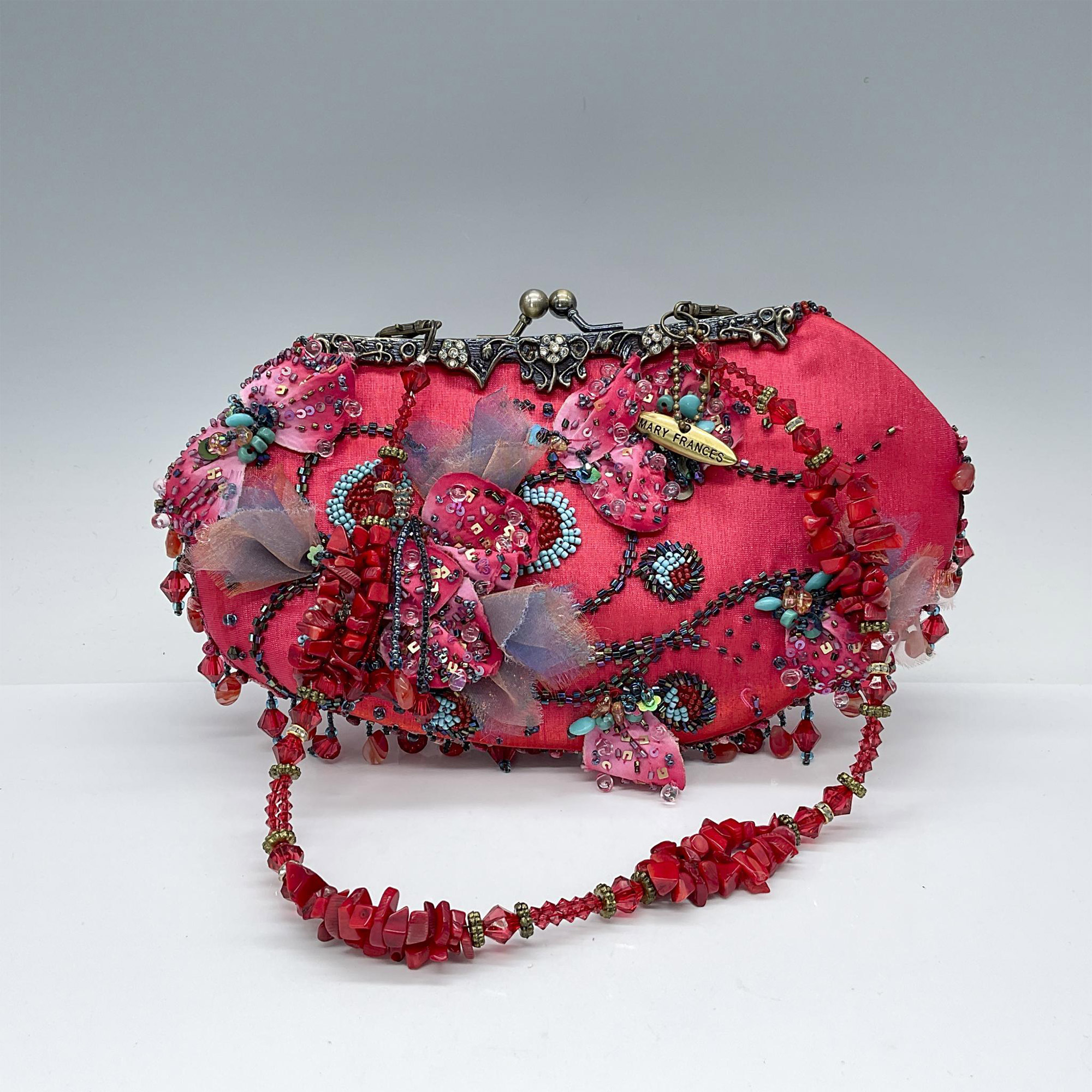 Mary Frances Purse, Flambe Pink Clutch/Short Shoulder