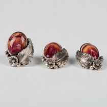 2pc Sterling and Purple Spiny Oyster Clip On Earrings & Ring