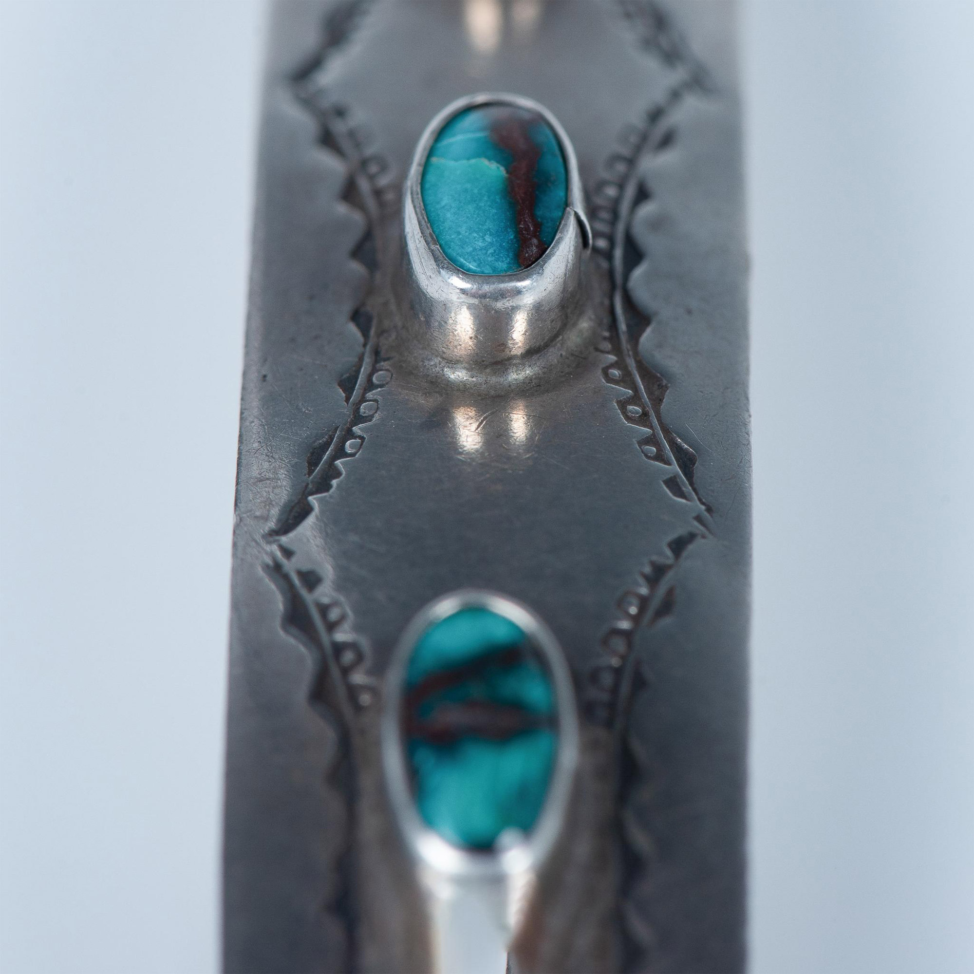 Native American Sterling Silver & Turquoise Hair Clip - Image 2 of 3