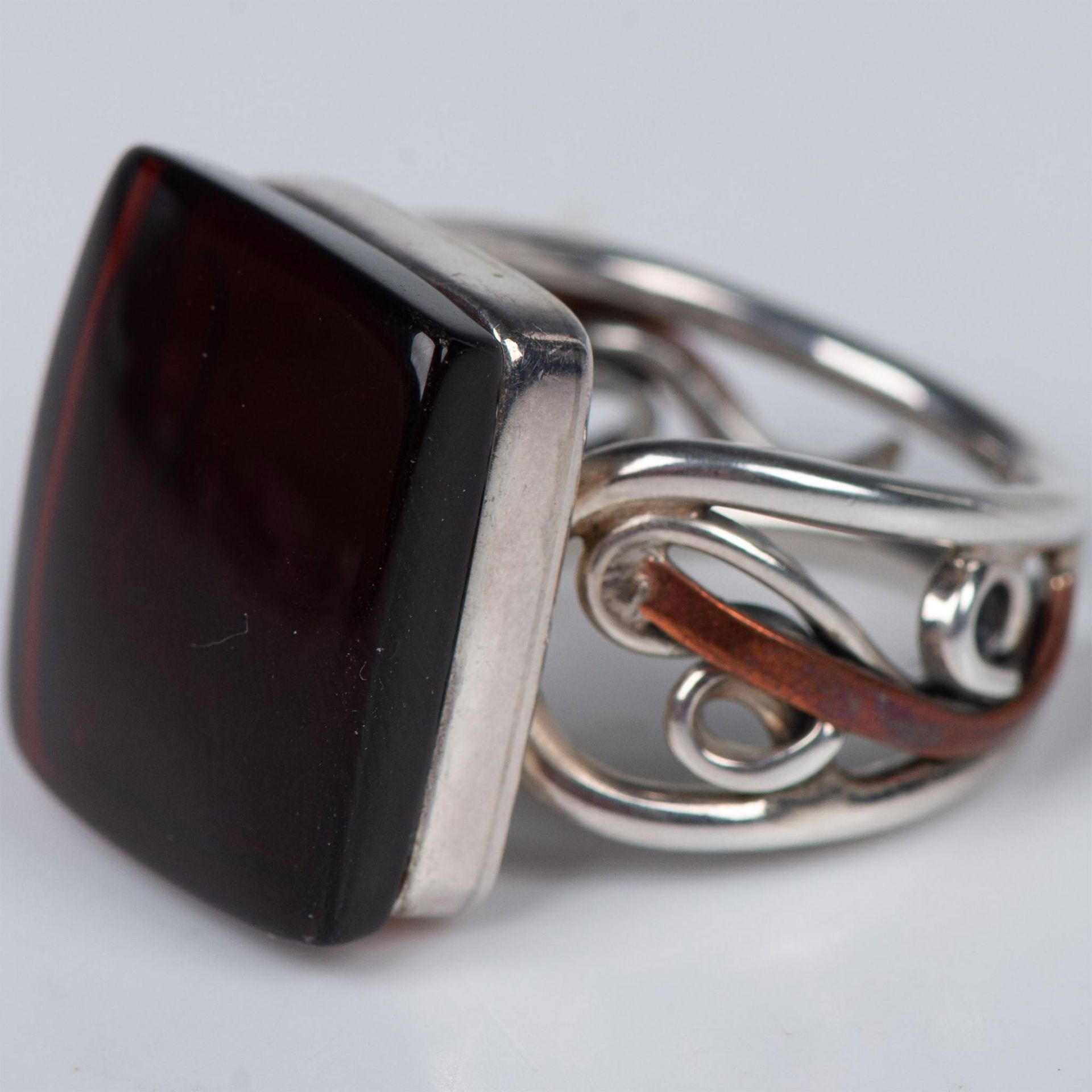 2pc Dark Amber and Sterling Silver Ring and Bracelet Set - Image 9 of 11