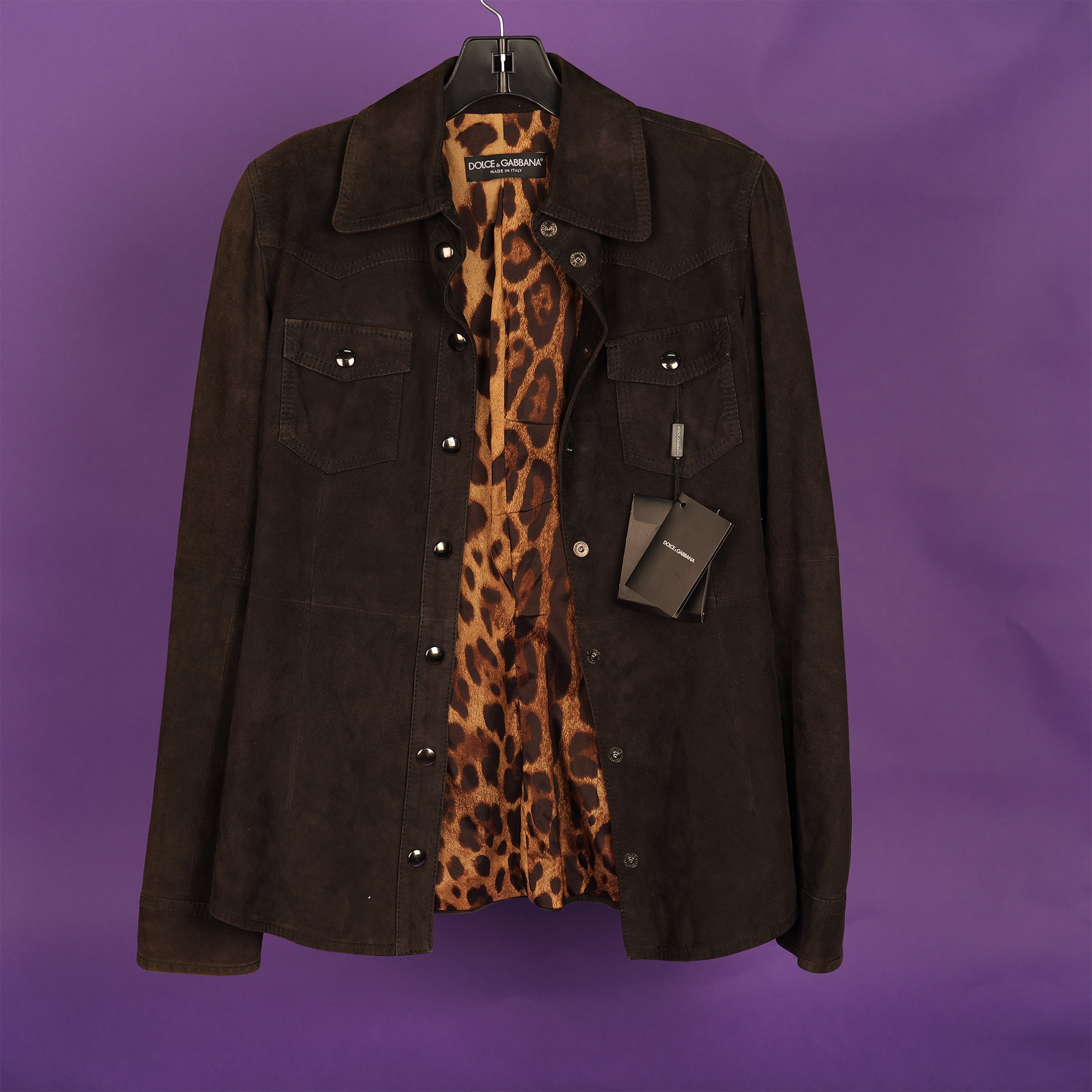 Dolce & Gabbana Suede Woman Jacket Leopard Lining, Small - Image 12 of 14