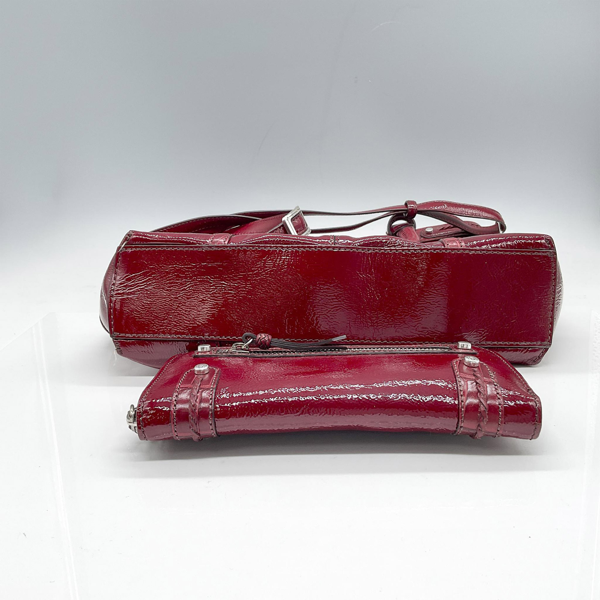 3pc Brighton Patent Leather Handbag, Wallet & Watchband - Image 4 of 7