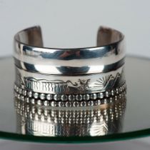 Larry PachecoKewa Heavy Southwestern Etched Sterling Silver Cuff Bracelet