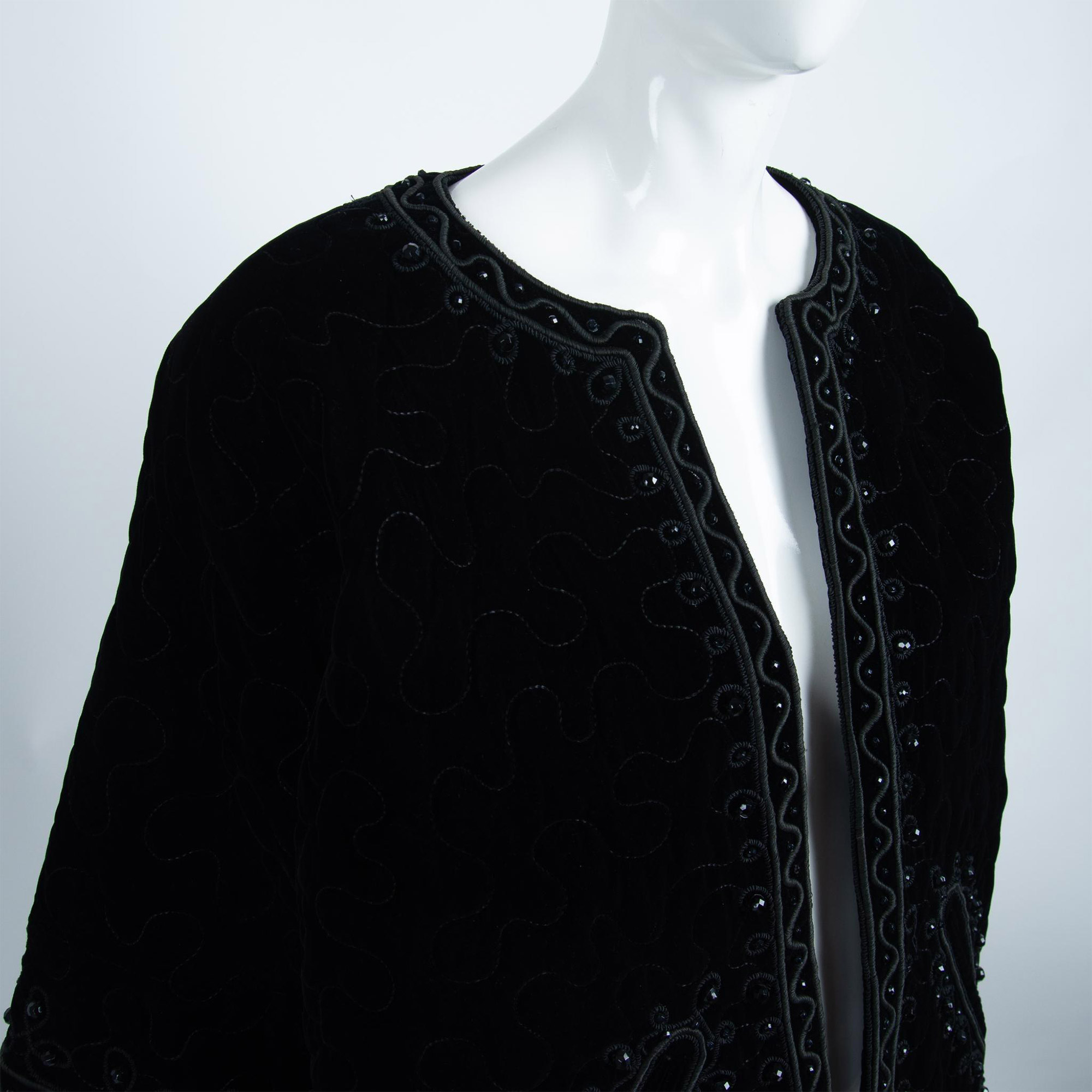 Vintage Cora Pearl Black Velvet Evening Jacket, Size S - Image 2 of 8