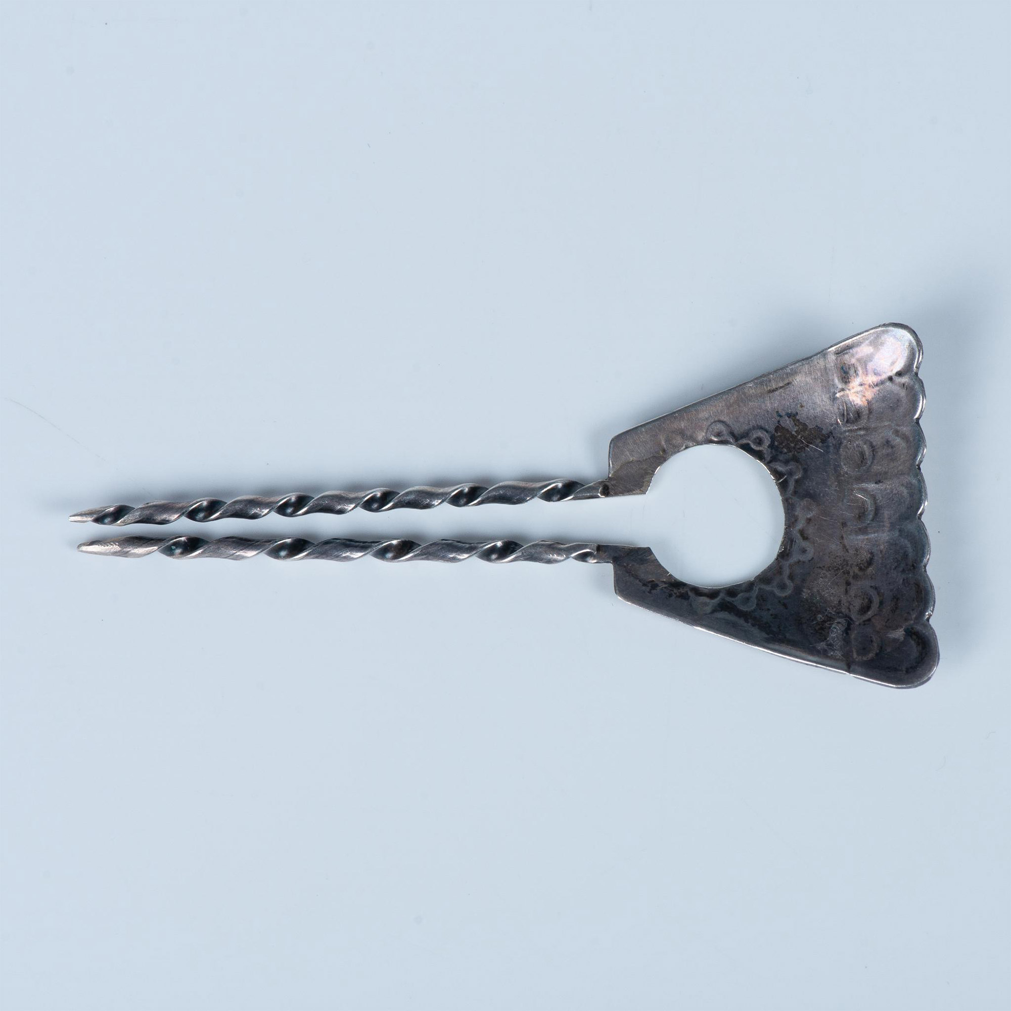 Native American Sterling Silver Two-Prong Hair Pin Ornament - Image 2 of 5