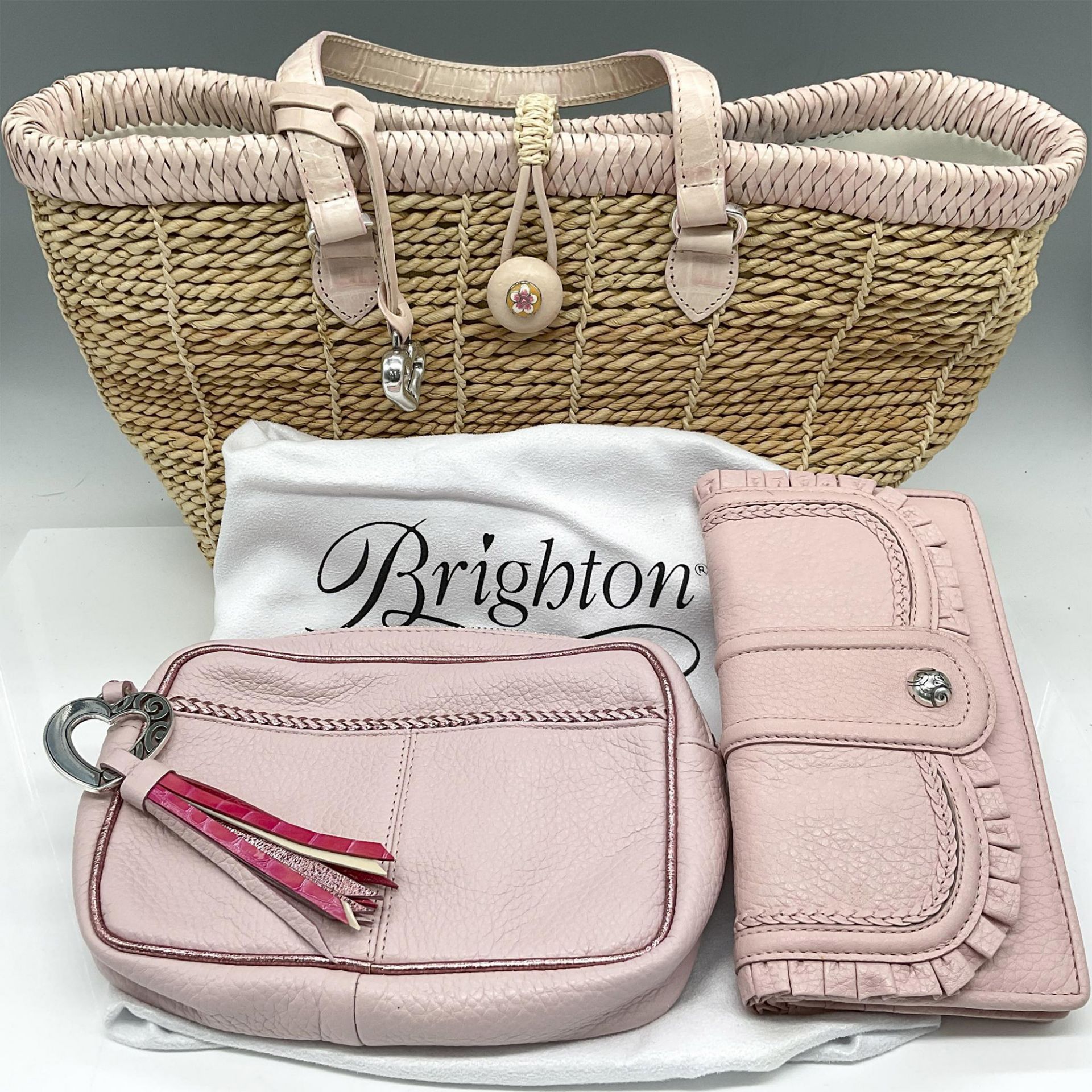 3pc Brighton Straw Handbag + Wallet + Cosmetic Case - Image 4 of 4