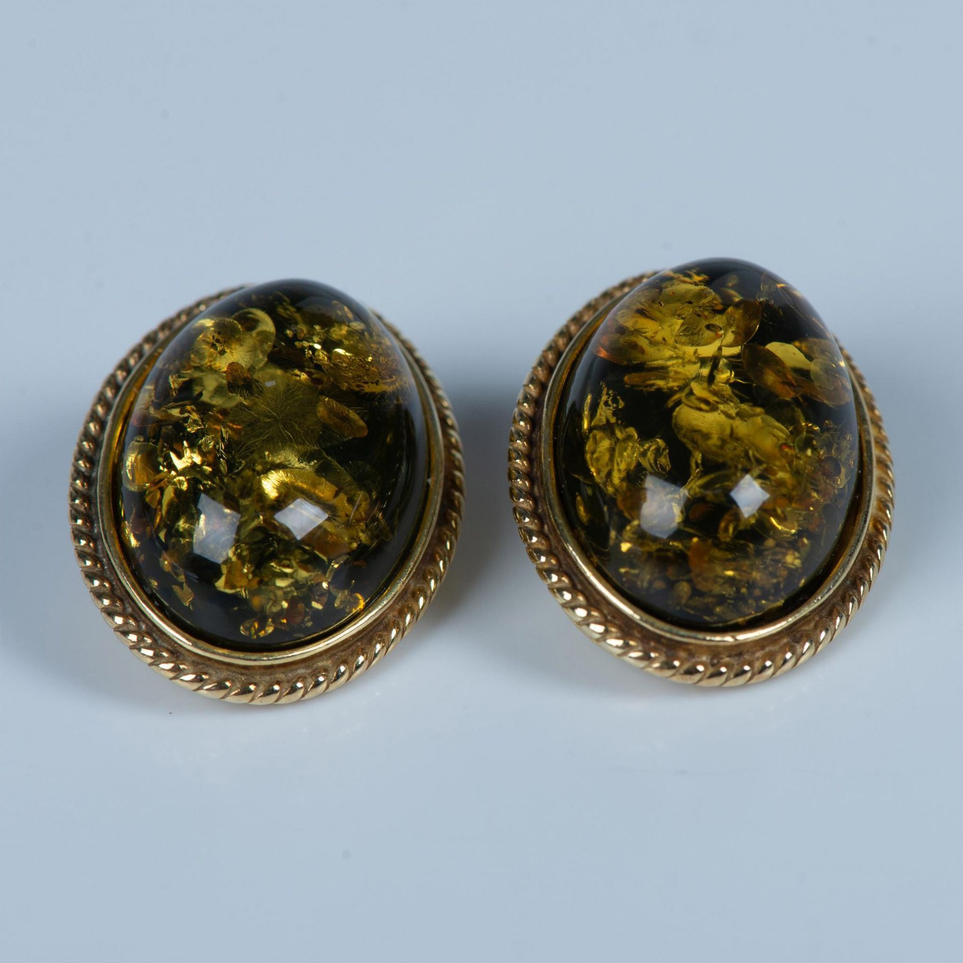 Classy Amber and Yellow Sterling Silver Clip-On Earrings