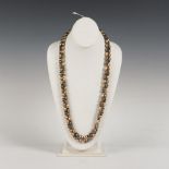 Beautiful Trifari Brown Faux Pearl and Rhinestone Necklace