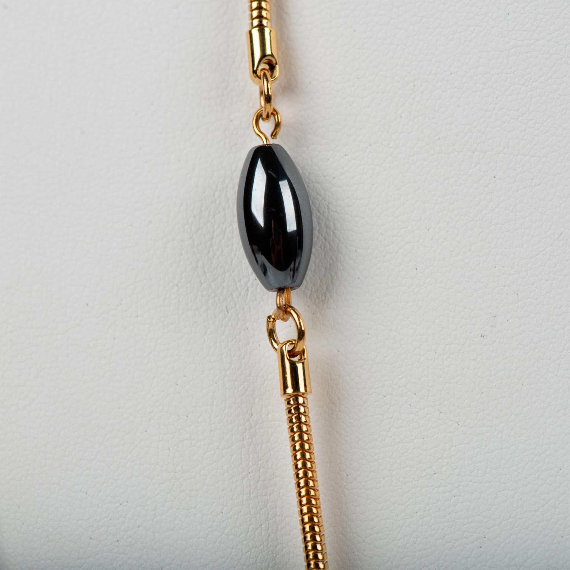 Monet Gold & Hematite Long Necklace and Clip-On Earrings - Image 3 of 5