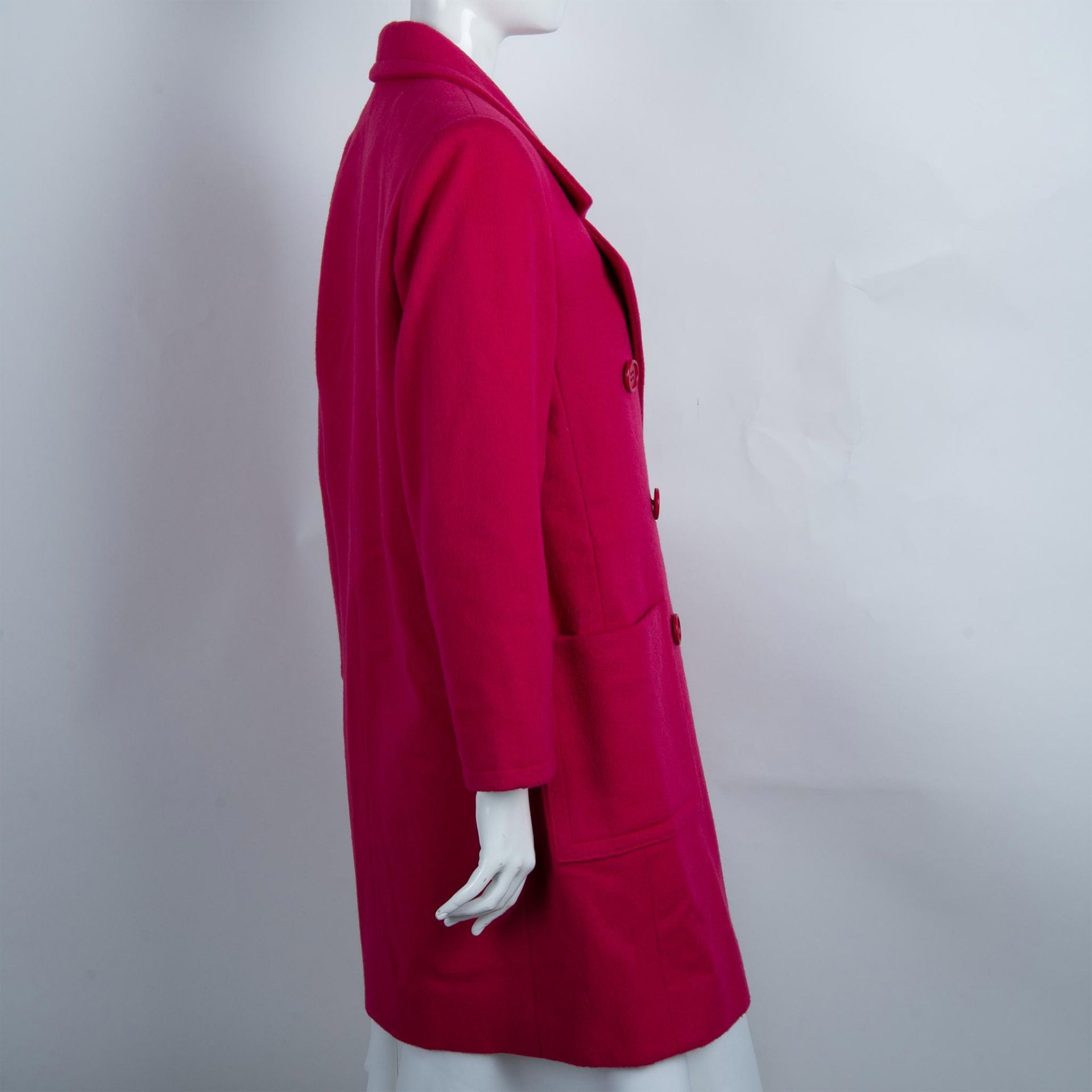 Vintage Givenchy Lambswool Fuchsia Coat, Size 6/36 - Image 4 of 7