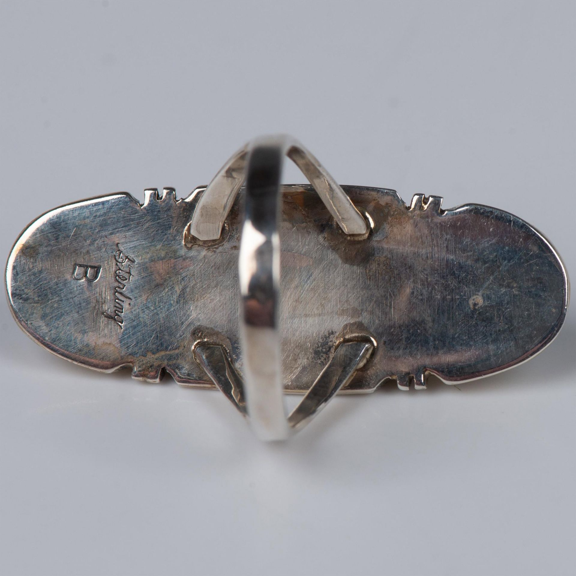 B. Piaso Navajo Sterling Silver & Spiderweb Turquoise Ring - Image 3 of 3