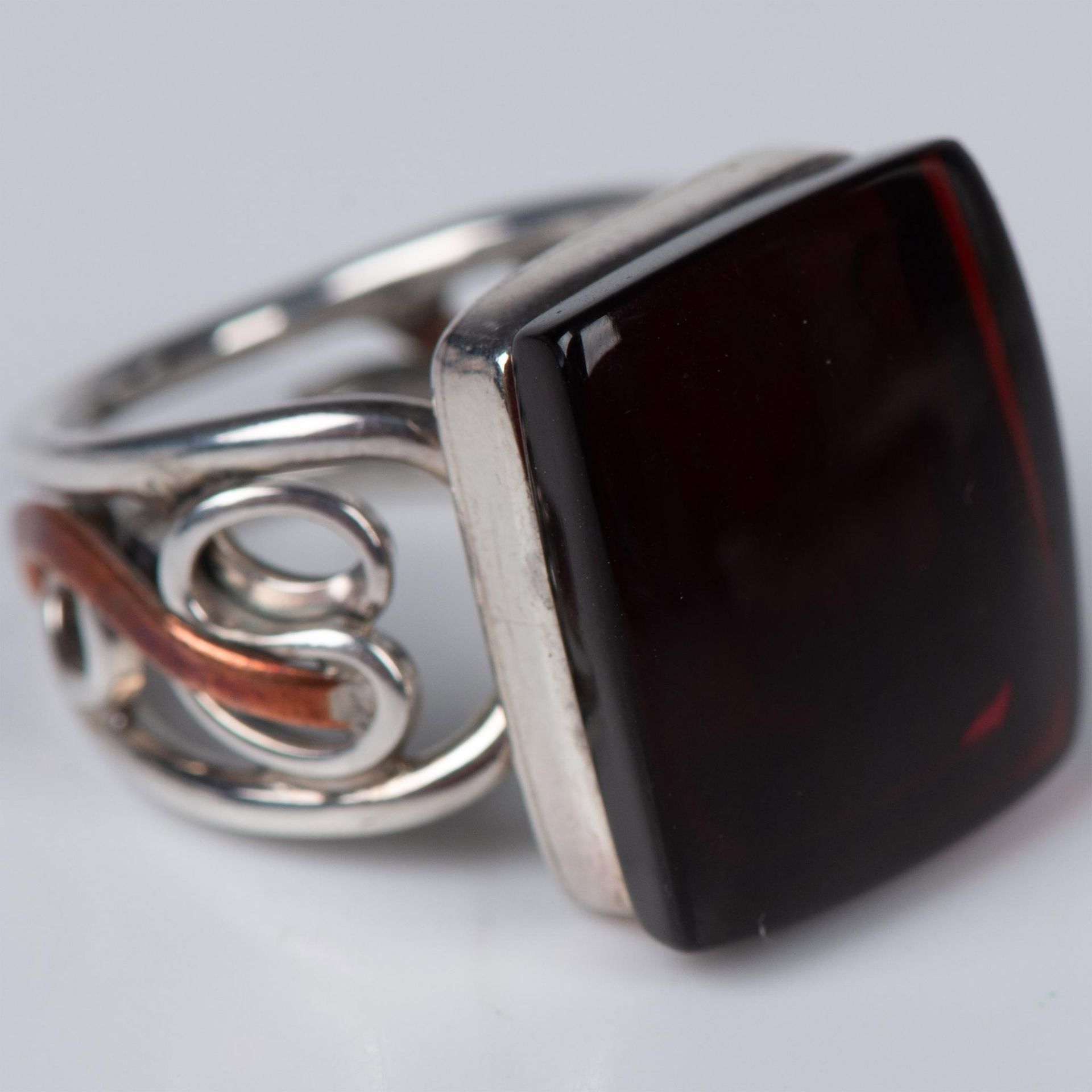 2pc Dark Amber and Sterling Silver Ring and Bracelet Set - Image 8 of 11