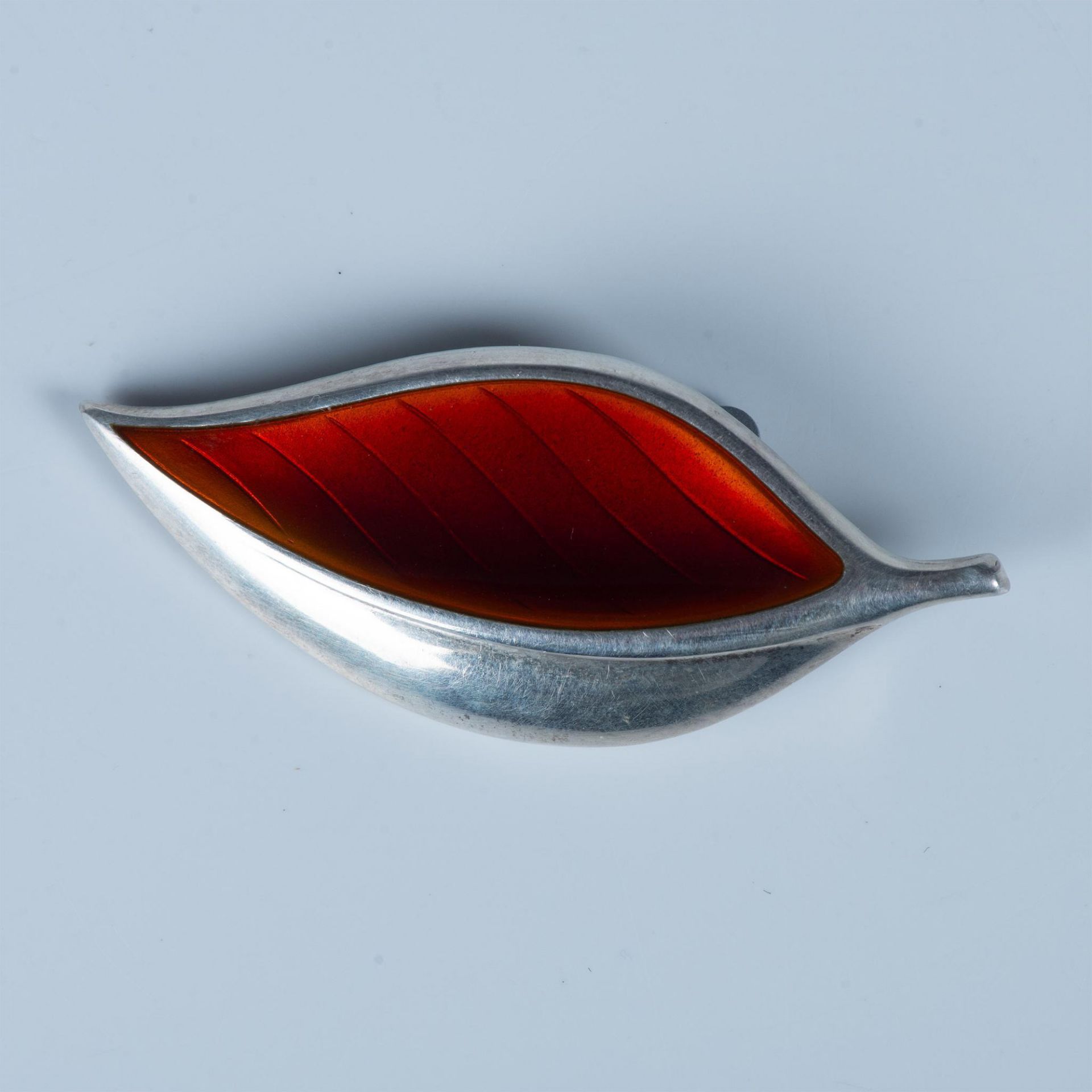 David Andersen Sterling Silver & Enamel Leaf Pin