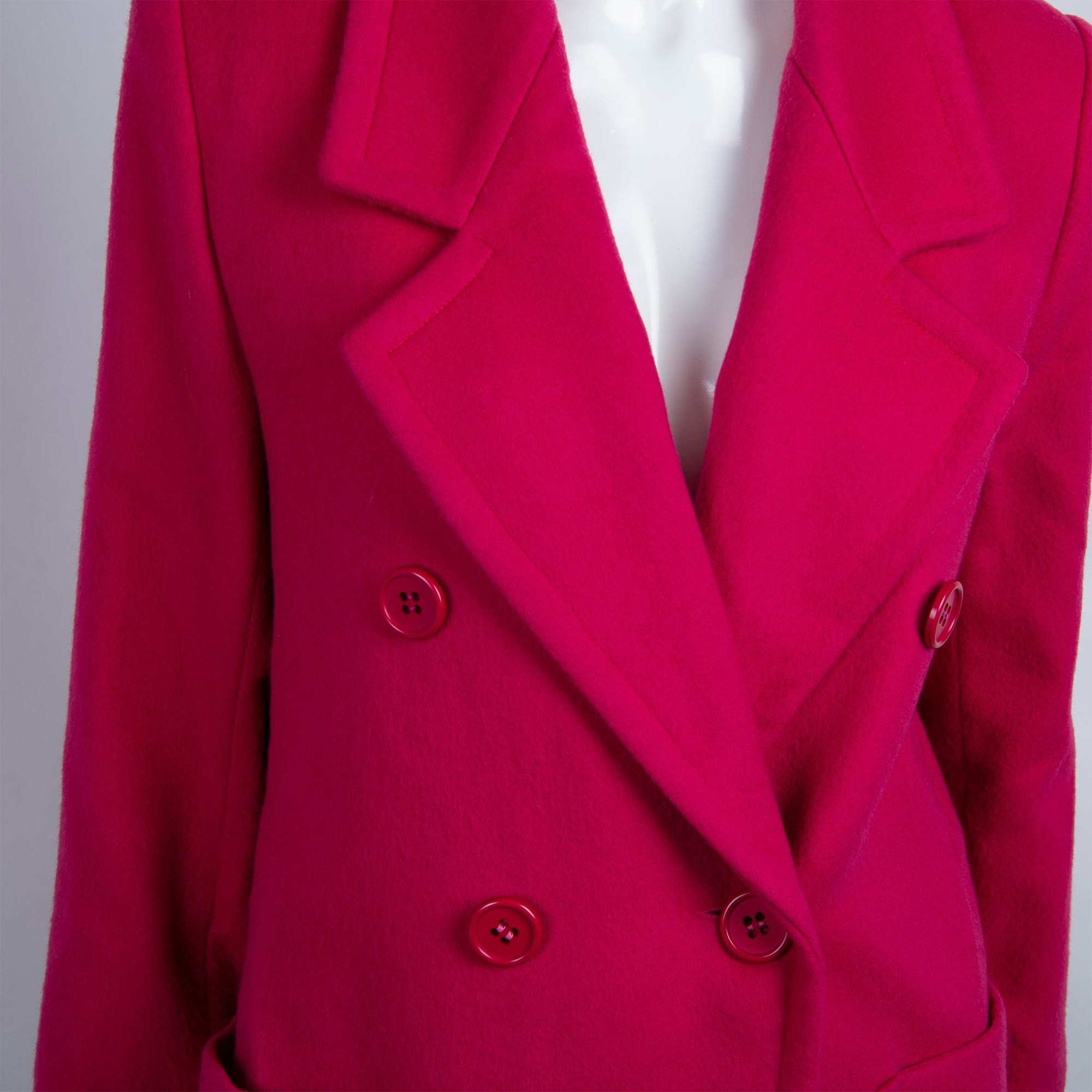 Vintage Givenchy Lambswool Fuchsia Coat, Size 6/36 - Image 3 of 7