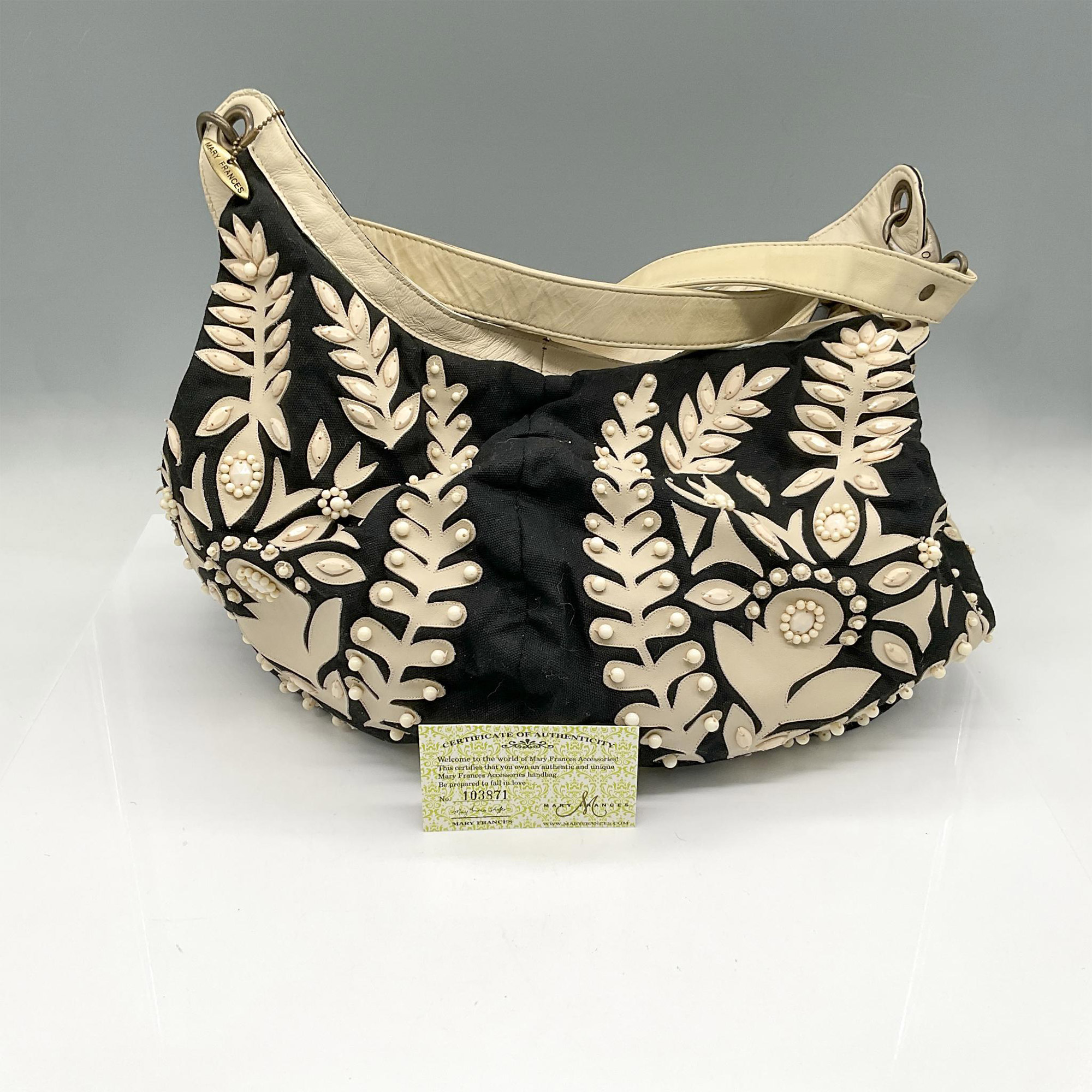 Mary Frances Black and Cream Hobo Bag